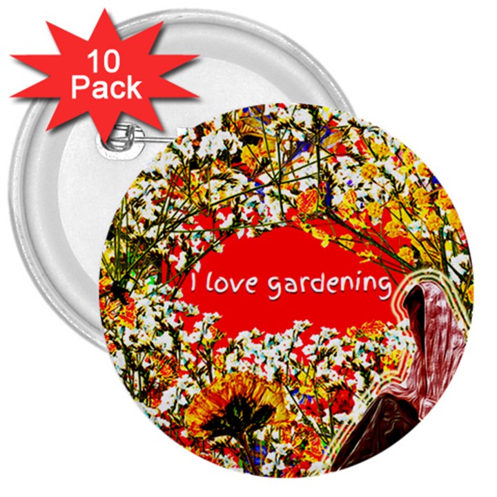 Garden Lover 3  Buttons (10 pack) 