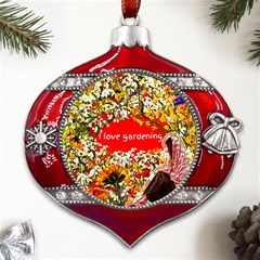 Garden Lover Metal Snowflake And Bell Red Ornament