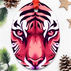 Tiger Design Oval Ornament (two Sides)