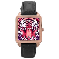 Tiger Design Rose Gold Leather Watch 