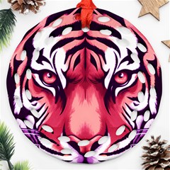 Love The Tiger Round Filigree Ornament (two Sides)