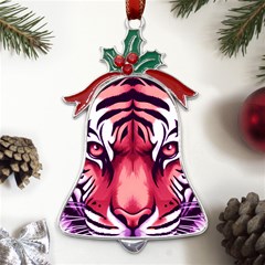 Love The Tiger Metal Holly Leaf Bell Ornament