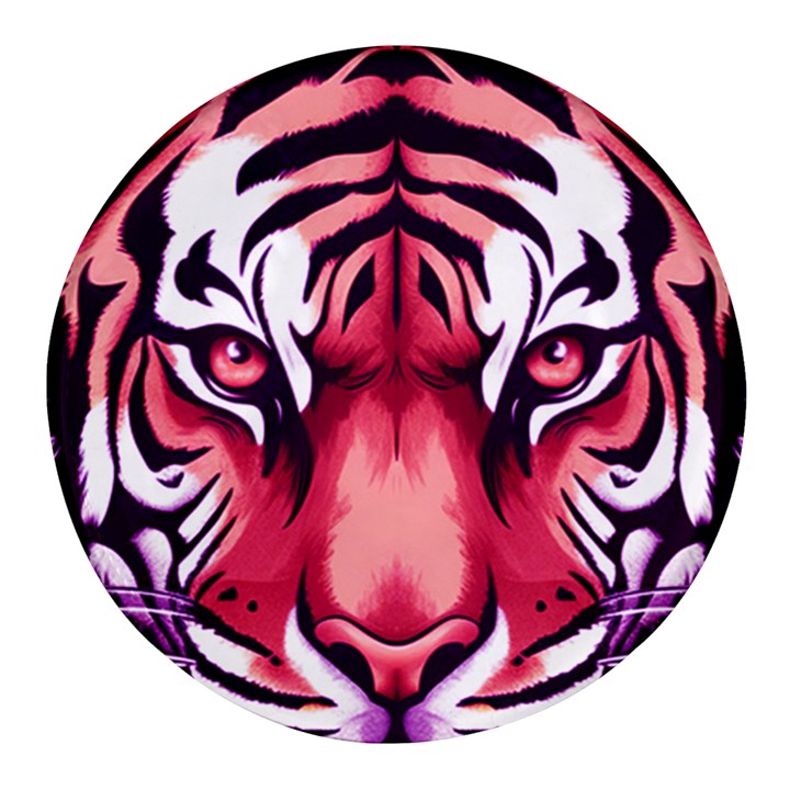 Tiger Design Round Glass Fridge Magnet (4 pack)