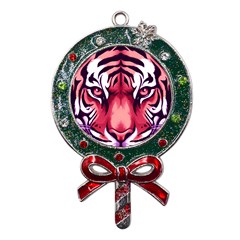 Tiger Design Metal X mas Lollipop With Crystal Ornament by TShirt44