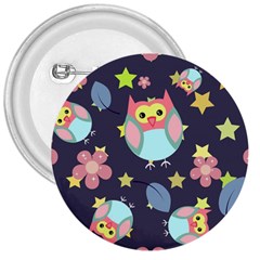 Owl Stars Pattern Background 3  Buttons by Apen