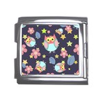 Owl Stars Pattern Background Mega Link Italian Charm (18mm) Front