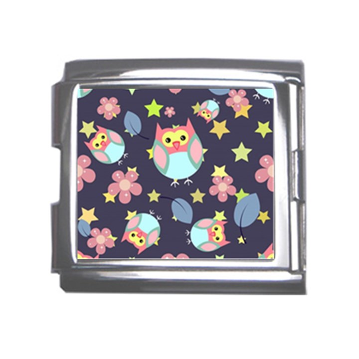 Owl Stars Pattern Background Mega Link Italian Charm (18mm)