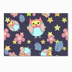 Owl Stars Pattern Background Postcards 5  X 7  (pkg Of 10) by Apen