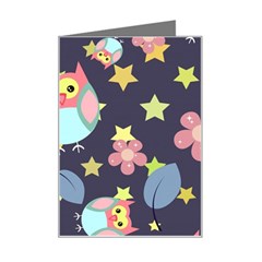 Owl Stars Pattern Background Mini Greeting Card by Apen