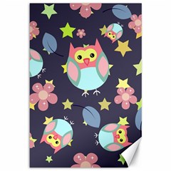 Owl Stars Pattern Background Canvas 12  X 18  by Apen