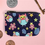 Owl Stars Pattern Background Mini Coin Purse Front