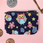 Owl Stars Pattern Background Mini Coin Purse Back