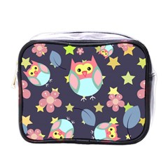 Owl Stars Pattern Background Mini Toiletries Bag (one Side) by Apen