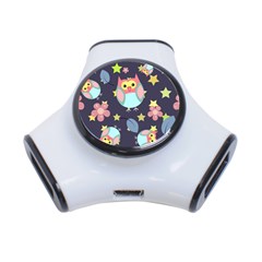 Owl Stars Pattern Background 3-port Usb Hub by Apen