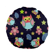 Owl Stars Pattern Background Standard 15  Premium Round Cushions by Apen