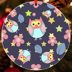 Owl Stars Pattern Background Uv Print Acrylic Ornament Round by Apen