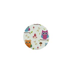 Forest Seamless Pattern With Cute Owls 1  Mini Buttons by Apen