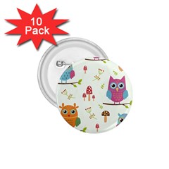 Forest Seamless Pattern With Cute Owls 1 75  Buttons (10 Pack) by Apen