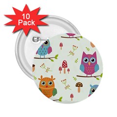 Forest Seamless Pattern With Cute Owls 2 25  Buttons (10 Pack)  by Apen