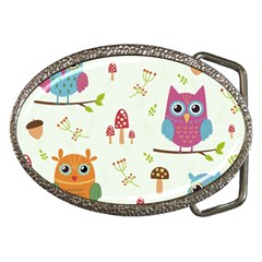 Forest Seamless Pattern With Cute Owls Belt Buckles by Apen