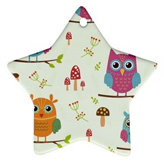 Forest Seamless Pattern With Cute Owls Star Ornament (two Sides) by Apen