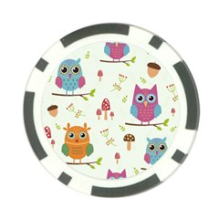 Forest Seamless Pattern With Cute Owls Poker Chip Card Guard (10 Pack) by Apen