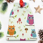 Forest Seamless Pattern With Cute Owls Bell Ornament (Two Sides) Front