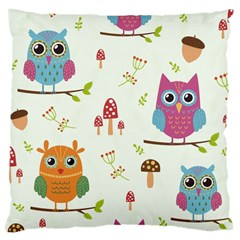 Forest Seamless Pattern With Cute Owls Large Cushion Case (two Sides) by Apen