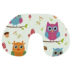 Forest Seamless Pattern With Cute Owls Travel Neck Pillow by Apen