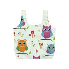 Forest Seamless Pattern With Cute Owls Full Print Recycle Bag (s) by Apen