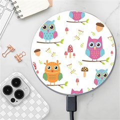 Forest Seamless Pattern With Cute Owls Wireless Fast Charger(white) by Apen