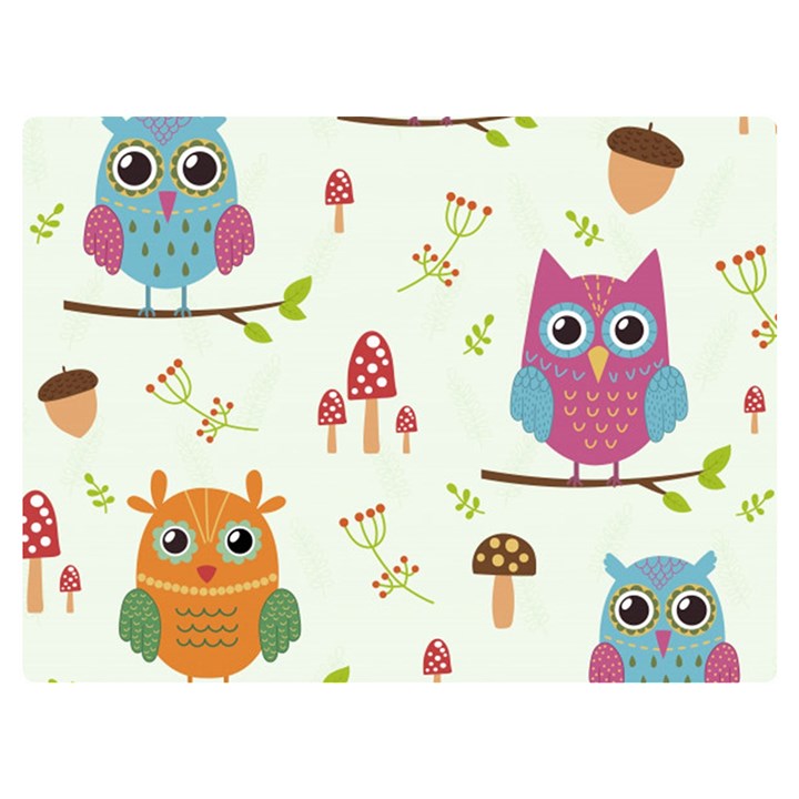 Forest Seamless Pattern With Cute Owls Two Sides Premium Plush Fleece Blanket (Extra Small)