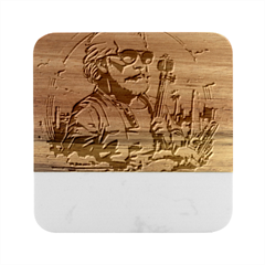 Ai Generator T Hirt Design Marble Wood Coaster (square) by Shahriya