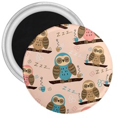 Seamless Pattern Owls Dream Cute Style Pajama Fabric 3  Magnets by Apen