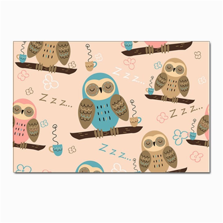 Seamless Pattern Owls Dream Cute Style Pajama Fabric Postcard 4 x 6  (Pkg of 10)