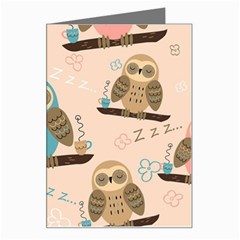 Seamless Pattern Owls Dream Cute Style Pajama Fabric Greeting Card by Apen