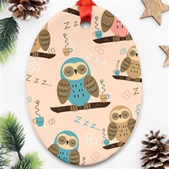 Seamless Pattern Owls Dream Cute Style Pajama Fabric Oval Ornament (two Sides) by Apen