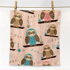 Seamless Pattern Owls Dream Cute Style Pajama Fabric Face Towel by Apen