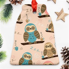 Seamless Pattern Owls Dream Cute Style Pajama Fabric Bell Ornament (two Sides) by Apen