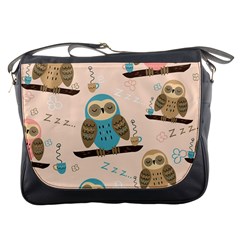 Seamless Pattern Owls Dream Cute Style Pajama Fabric Messenger Bag by Apen