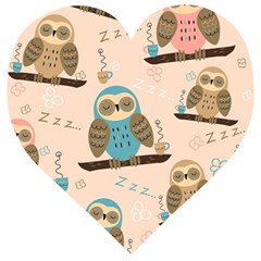 Seamless Pattern Owls Dream Cute Style Pajama Fabric Wooden Puzzle Heart by Apen