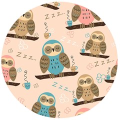 Seamless Pattern Owls Dream Cute Style Pajama Fabric Wooden Bottle Opener (round) by Apen