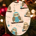 Seamless Pattern Owls Dream Cute Style Pajama Fabric UV Print Acrylic Ornament Oval Front