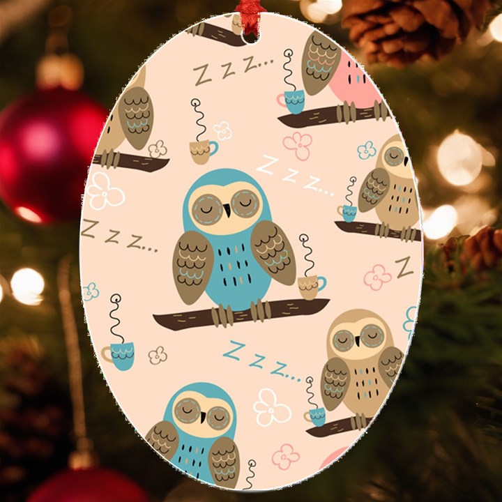 Seamless Pattern Owls Dream Cute Style Pajama Fabric UV Print Acrylic Ornament Oval