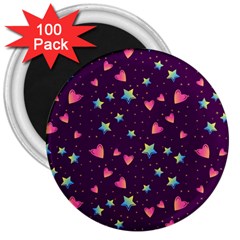 Colorful Stars Hearts Seamless Vector Pattern 3  Magnets (100 Pack) by Apen