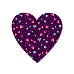 Colorful Stars Hearts Seamless Vector Pattern Heart Magnet by Apen