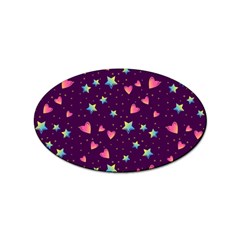 Colorful Stars Hearts Seamless Vector Pattern Sticker Oval (100 Pack)