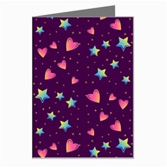 Colorful Stars Hearts Seamless Vector Pattern Greeting Card by Apen