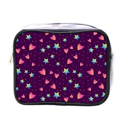 Colorful Stars Hearts Seamless Vector Pattern Mini Toiletries Bag (one Side) by Apen