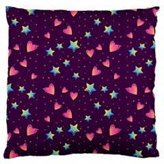 Colorful Stars Hearts Seamless Vector Pattern Large Cushion Case (one Side) by Apen